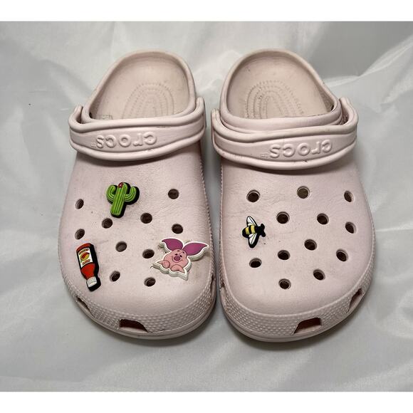 Crocs Classic Clog Unisex Slip Pink Clogs Ultra Light Water-Friendly with Charms - Picture 4 of 6